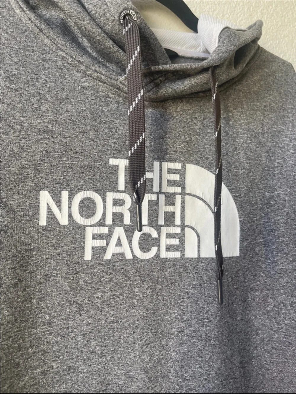 The North Face Men's Heather Gray Pullover Hoodie with White Logo
